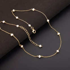 Kriti Sanon Golden Minimal Pearl Necklace