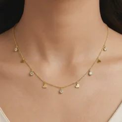 Kriti Sanon Golden Shinny Love Necklace