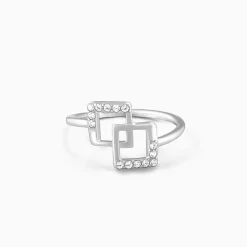 Kriti Sanon Silver Square Duo Ring