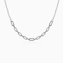 Kriti Sanon Silver Textured Paperclip Necklace