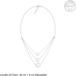 Kriti Sanon Silver Triple Layer Pearl Necklace With Link Chain