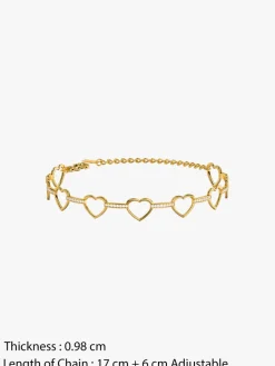 Linked Heart Chain Gold Plated Bracelet