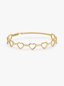 Linked Heart Chain Gold Plated Bracelet