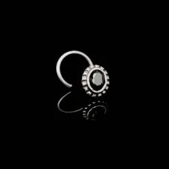 Oxidised Black Oval Stone Nose Pin
