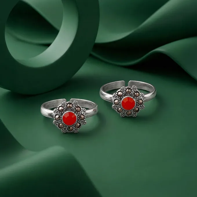 Oxidised Silver Aishwarya Toe Rings