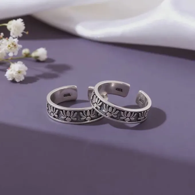 Oxidised Silver Alina Toe Rings