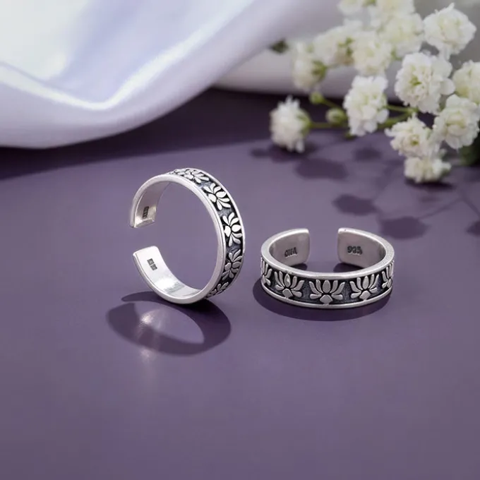 Oxidised Silver Alina Toe Rings