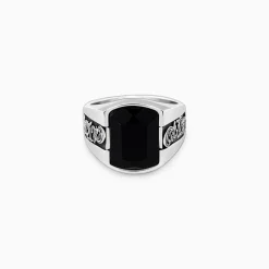 Oxidised Silver Bold Black Ring For Him