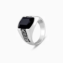 Oxidised Silver Bold Black Ring For Him