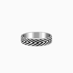 Oxidised Silver Chevron Ring For Him