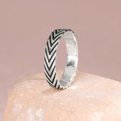 Oxidised Silver Chevron Ring For Him