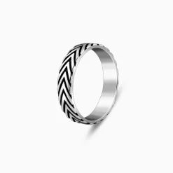 Oxidised Silver Chevron Ring For Him