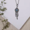 Oxidised Silver Dream Catcher Pendant With Box Chain