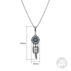 Oxidised Silver Dream Catcher Pendant With Box Chain