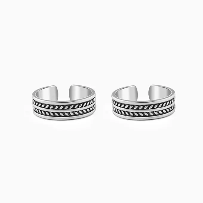 Oxidised Silver Falak Toe Rings