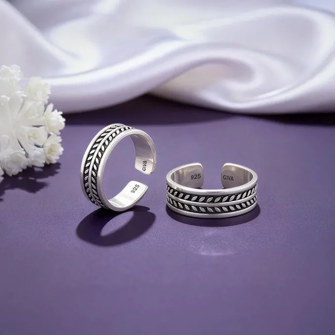 Oxidised Silver Falak Toe Rings