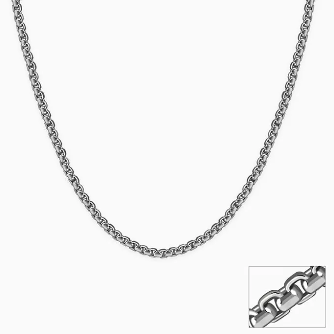 Oxidised Silver Flex Box Chain For Him