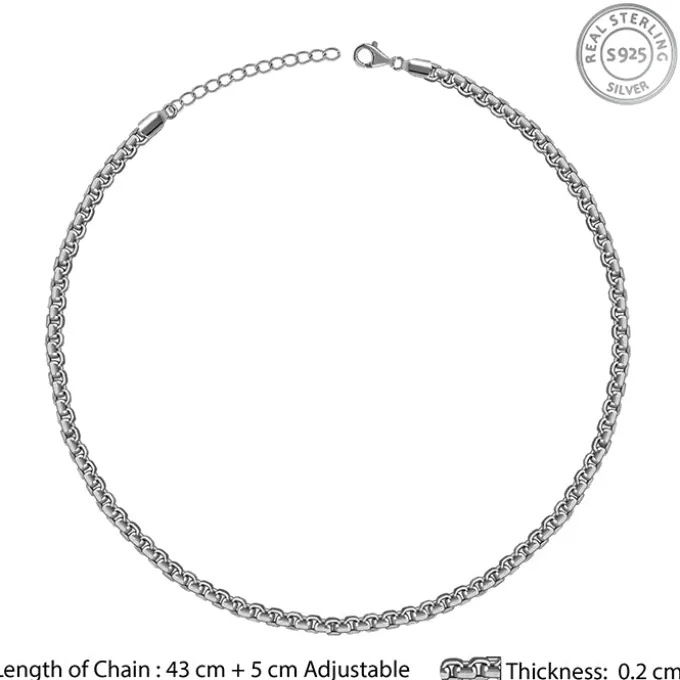 Oxidised Silver Flex Box Chain For Him