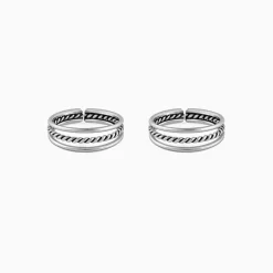 Oxidised Silver Footsie Bling Toe Rings