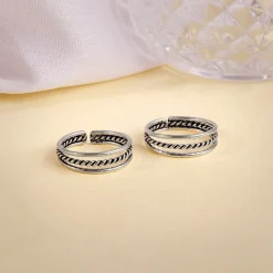 Oxidised Silver Footsie Bling Toe Rings