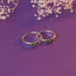Oxidised Silver Infinity Bling Toe Rings