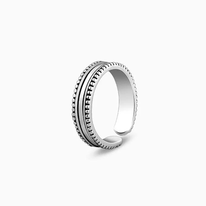Oxidised Silver Layered Bead Toe Ring