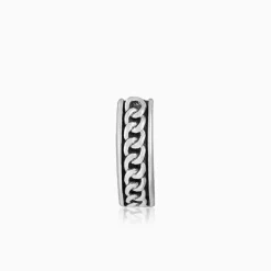 Oxidised Silver Linked Chain Hoop Stud For Him