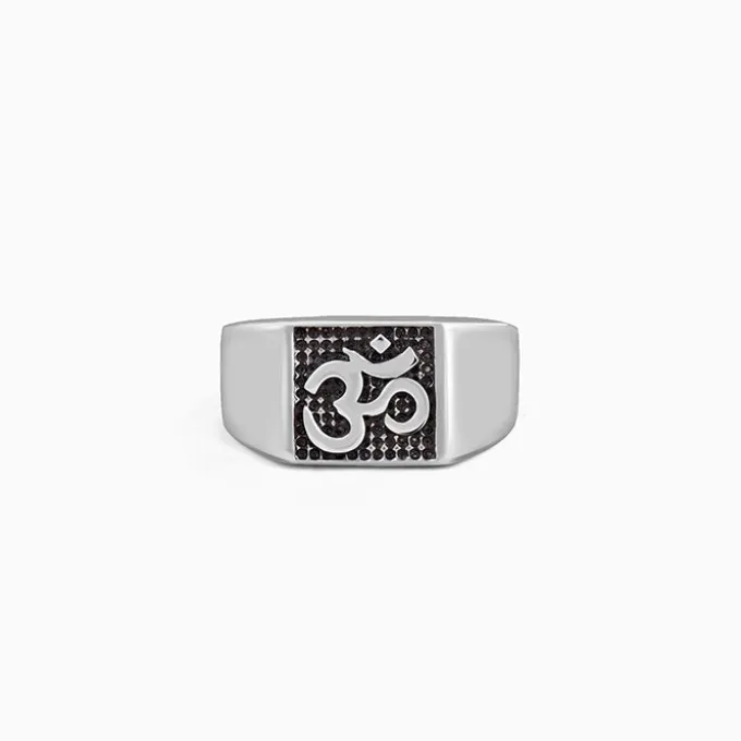 Oxidised Silver Om Ring For Him