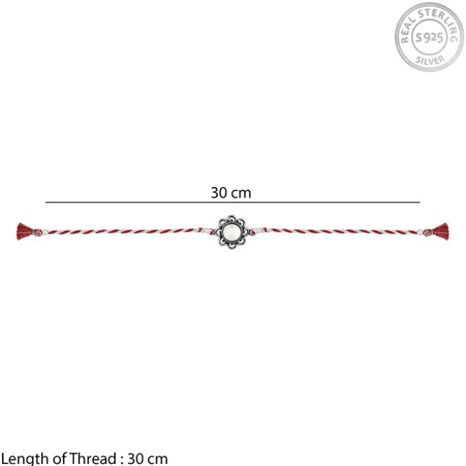 Oxidised Silver Pearl Flower Rakhi