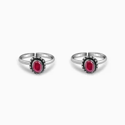 Oxidised Silver Pihu Beaded Toe Rings