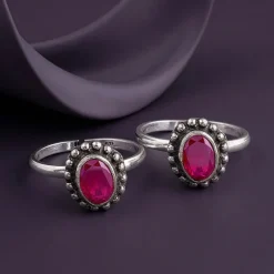Oxidised Silver Pihu Beaded Toe Rings