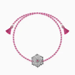 Oxidised Silver Pink Flower Rakhi