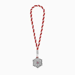 Oxidised Silver Pink Pop Flower Lumba Rakhi