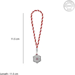 Oxidised Silver Pink Pop Flower Lumba Rakhi