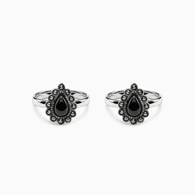 Oxidised Silver Sevanthi Toe Rings