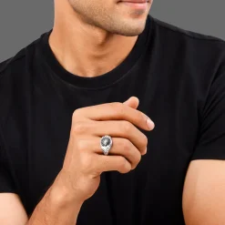Oxidised Silver Solace Sun Ring for Him