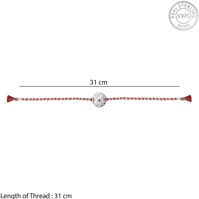 Oxidised Silver Sphere Flower Rakhi