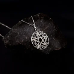 Oxidised Silver Star Pendant With Box Chain For Him