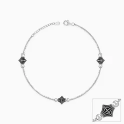 Oxidised Silver Starlace Charm Anklet