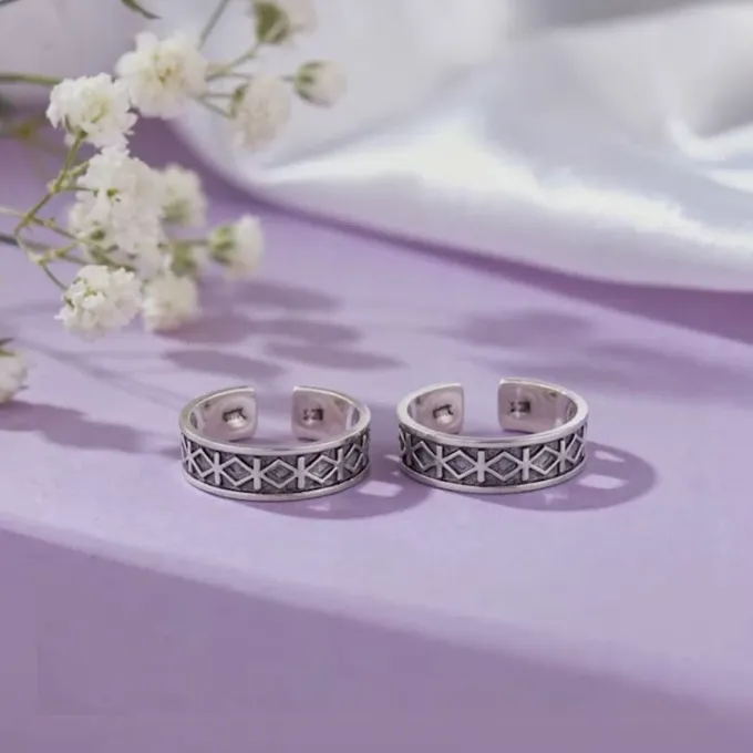Oxidised Silver Tanya Toe Rings