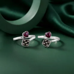 Oxidised Silver Tavishi Toe Rings