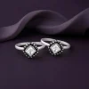 Oxidised Silver Vanya Beaded Toe Rings