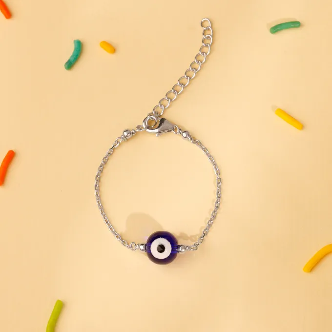 (Pair) Silver Evil Eye Cutie Kids Anklet