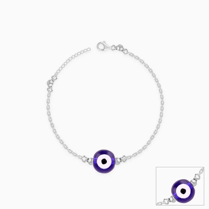 (Pair) Silver Evil Eye Cutie Kids Anklet