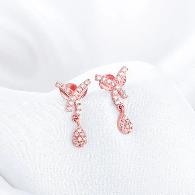 Rose Gold Pear Drops Earrings