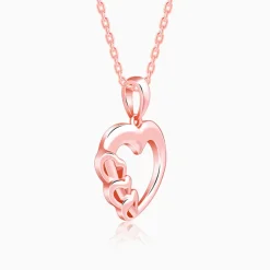 Rose Gold All Hearts Pendant With Link Chain