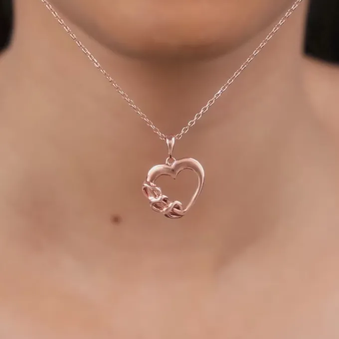 Rose Gold All Hearts Pendant With Link Chain