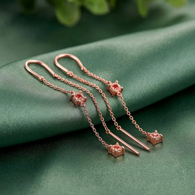 Rose Gold Arinniti Sui Dhaga Earrings