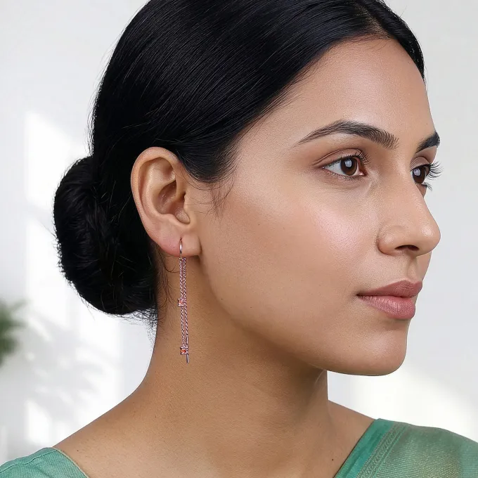 Rose Gold Arinniti Sui Dhaga Earrings