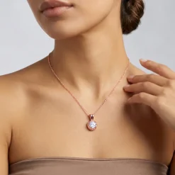 Rose Gold Aurelia Flower Pendant with Link Chain